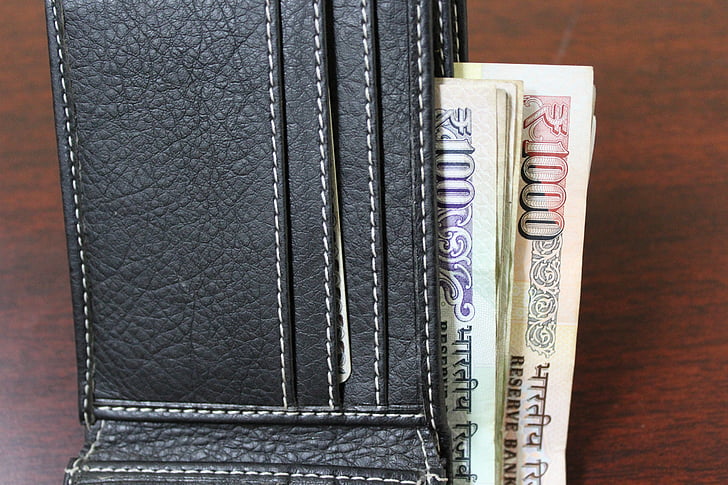 porte-monnaie, Fonds de portefeuille, portefeuille avec de l’argent, devise, monnaie indienne, Roupie, Roupie indienne