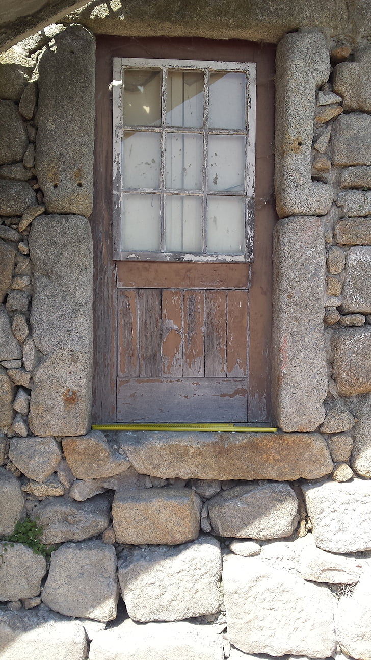 puerta, piedras, viejas piedras, puerta vieja, pared, puerta madera
