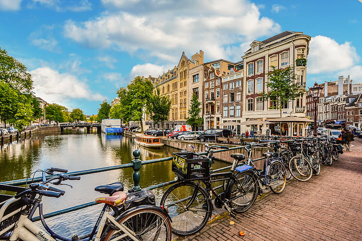 Amsterdam, cidade, Holanda, bicicletas, bicicleta, bicicleta, Países Baixos