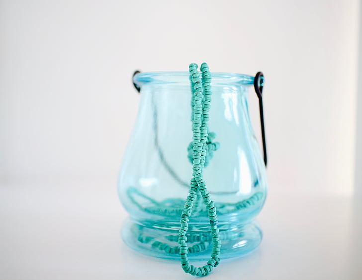colored glass, necklace, blue, green, summer, beads, fashion