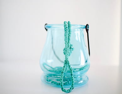 colored glass, necklace, blue, green, summer, beads, fashion