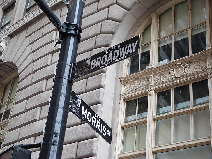 Broadway, kyltti, New Yorkissa, Manhattan, NY, Iso Omena