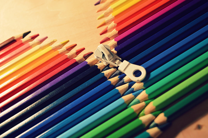 crayons, colors, art, zip