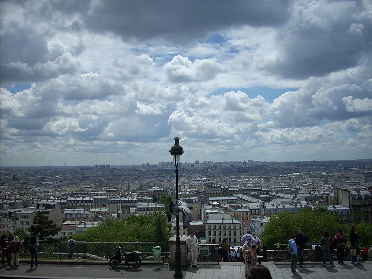nézet, látványosságok, Sacre-coeur, Franciaország, Párizs, emlékmű, építészet