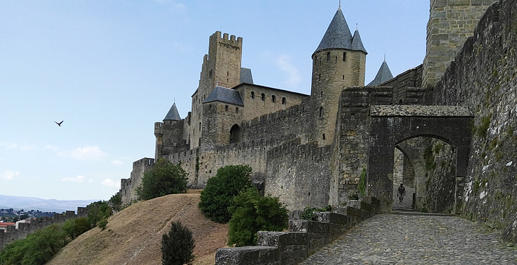Carcassonne, Frankrijk, middeleeuwse stad, Wallen, Pierre, Porte d'aude