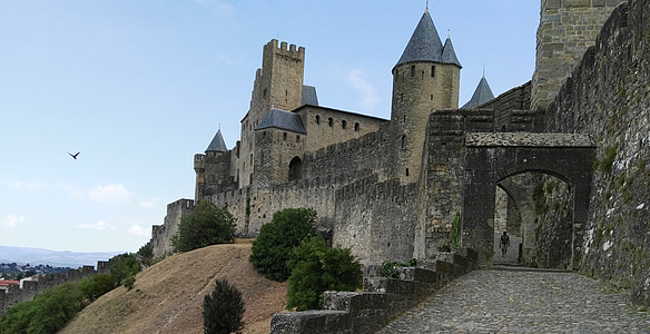 carcassonne, france, medieval city, ramparts, pierre, porte d'aude