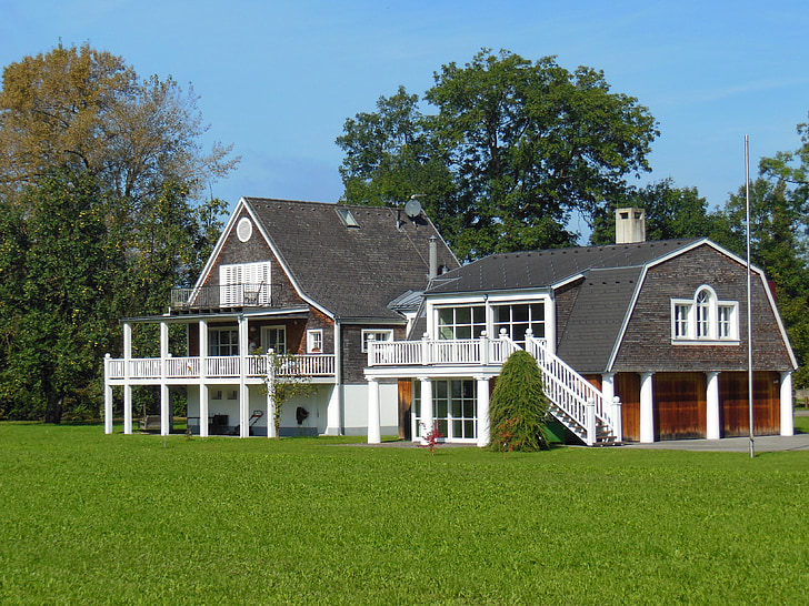mājas, Lindau, trijās valstīs ap stūri, Villa, pļavas, Bavaria