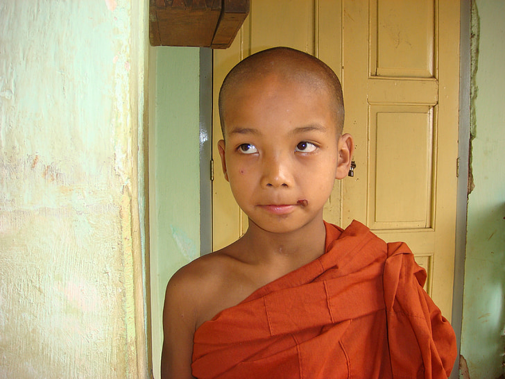 Redovnik, Mianmar, religija, Budizam, Burma, dijete, dječak