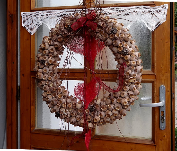 coquelicot, capsules de pavot, guirlande, capsules de graines, décoration, Christmas, cultures