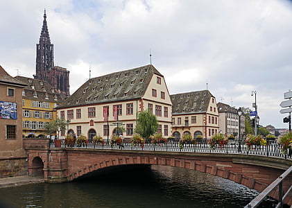 Strasbourg, gamla stan, stadsmuseum, Domkyrkan, sjuk, Bridge, Fleuve