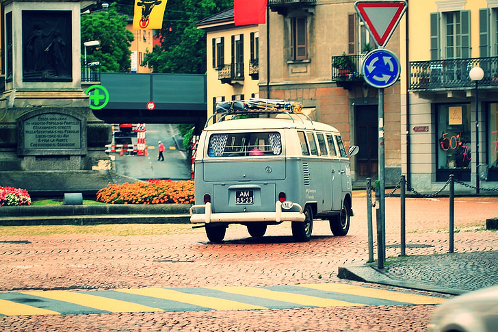 stari, Van, Volkswagen, retro, avto, potovanja, vesel