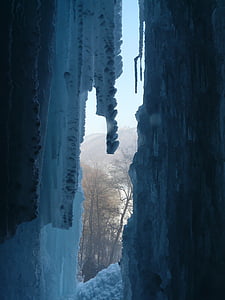 Uracho krioklys, krioklys, ledo užuolaidos, Varveklis, Ledo susidarymas, urvas, šaldymo