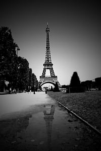 тур eiffel, Париж, Франція, Ейфелева вежа, Париж - Франція, знамените місце, чорно-біла