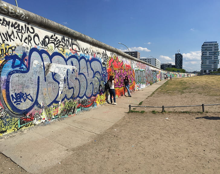 le mur de berlin, Berlin, mur, couleurs, Himmel