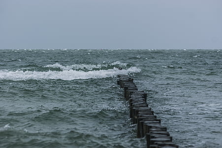 escullera, Mar, ona, l'aigua, esprai, tempesta, vent