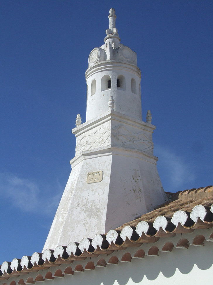 chaminé, Αλγκάρβε, típico, τυπική, καμινάδα, Πορτογαλία, στέγη