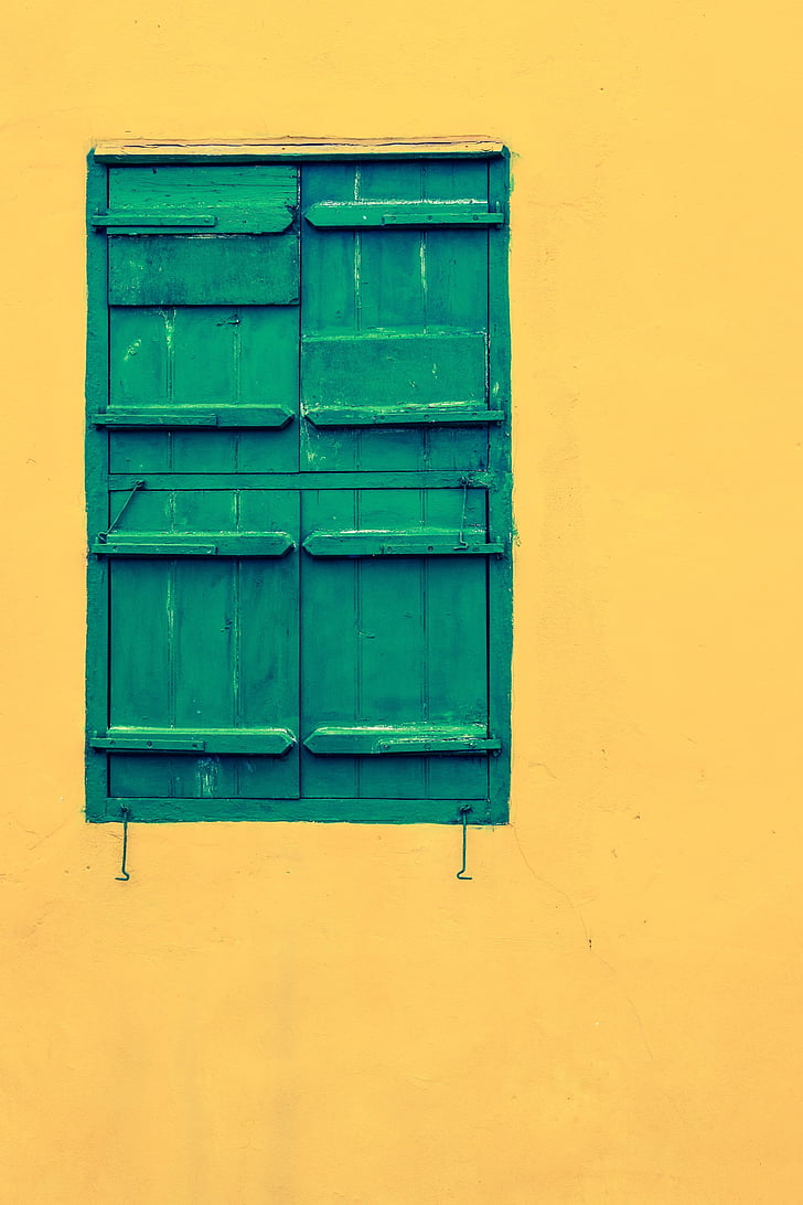 Ciprus, Paralimni, régi ház, színek, ablak, éves, fa