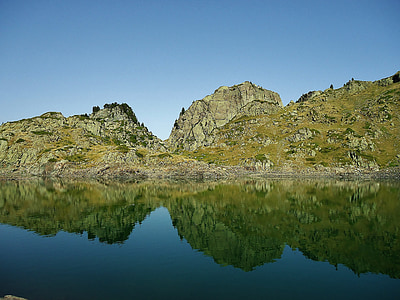 Lac, réflexion, montagne, Alpes, paysage, nature, France