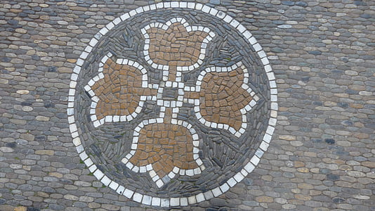 mosaiikki, Road, symbolit, kivet, Patch, koristeet, Freiburg