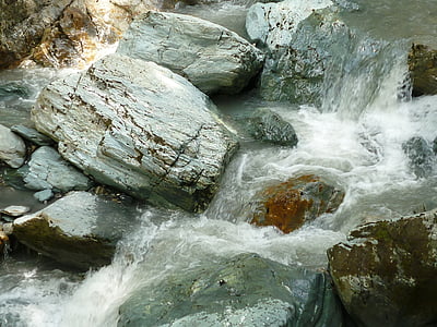 natura, l'aigua, aigua corrent, riu, corrent, Roca - objecte, cascada