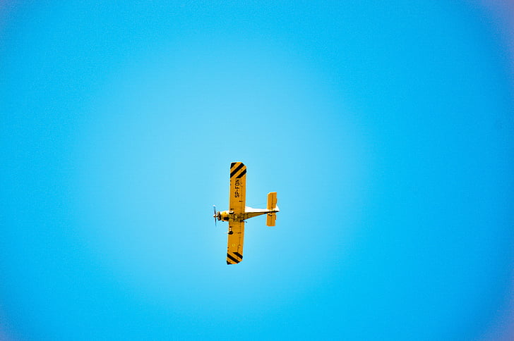 blau, cel, avió, transport, viatges, groc, l'aviació
