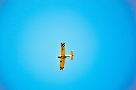 blu, cielo, aeroplano, trasporto, Viaggi, giallo, aviazione