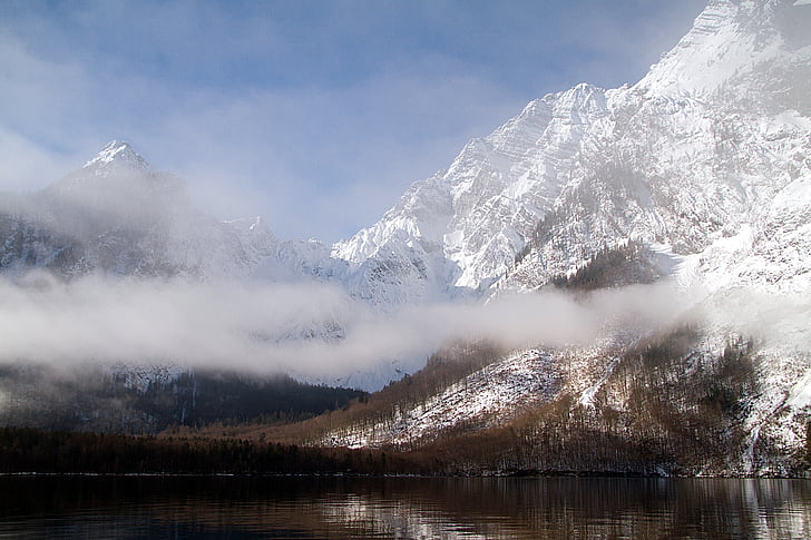 Llac amb Llit Extragran, Bartholomä st, berchtesgadener terra, destinació d'excursió, Baviera, Parc Nacional de Berchtesgaden, l'hivern