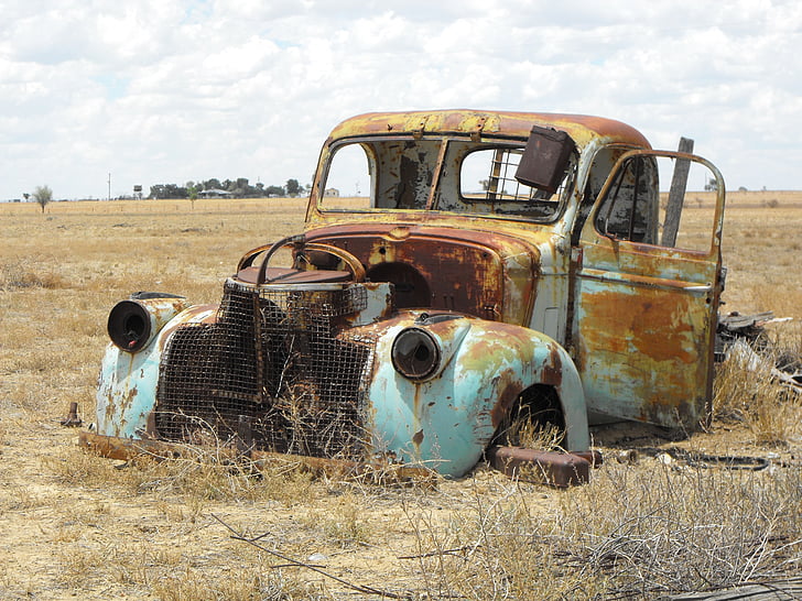 Australia, lama utilitas, mobil tua, kecelakaan, karat, berkarat, truk