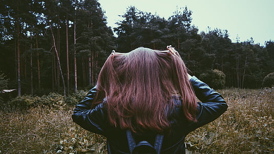 Kız, Orman, doğa, yürüyüş, Photoshoot, ağaç, güzel