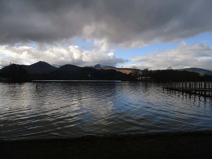lake, clouds, sky, landscape, nature, mountain, scenics