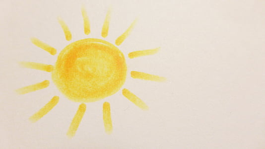 paint, children drawing, sun, day, draw, cheerful, good mood