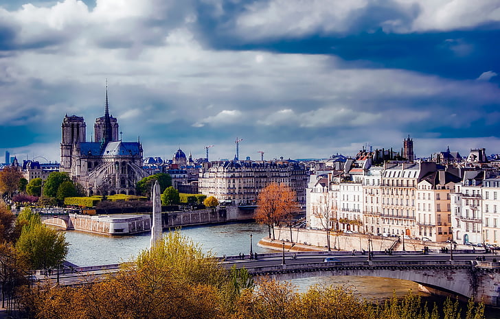 Paris, Francija, Notre dame, arhitektūra, orientieris, vēsturisko, pilsēta