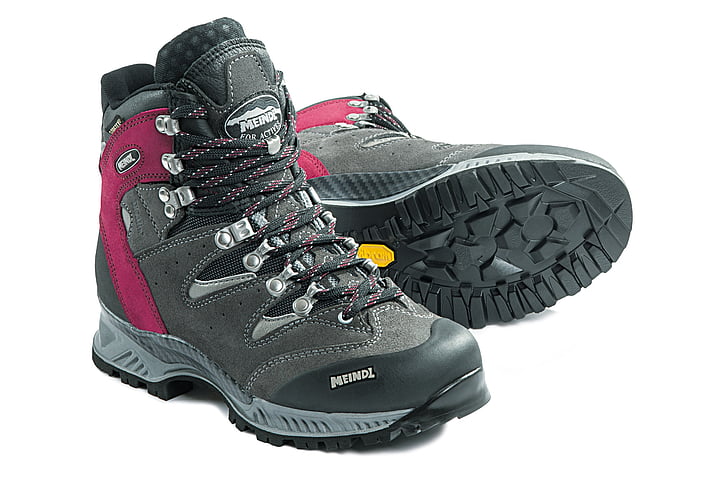 shoe, mountain shoe, hiking shoes, sport, hiking, red, grey