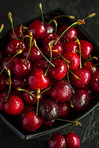 cherry, berry, closeup, food, fresh, tasty, ripe