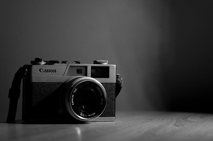 escala de grises, Foto, Canon, réflex digital, cámara, lente, Fotografía