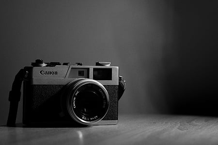 gråtoneskala, Foto, Canon, DSLR, kamera, linse, fotografering