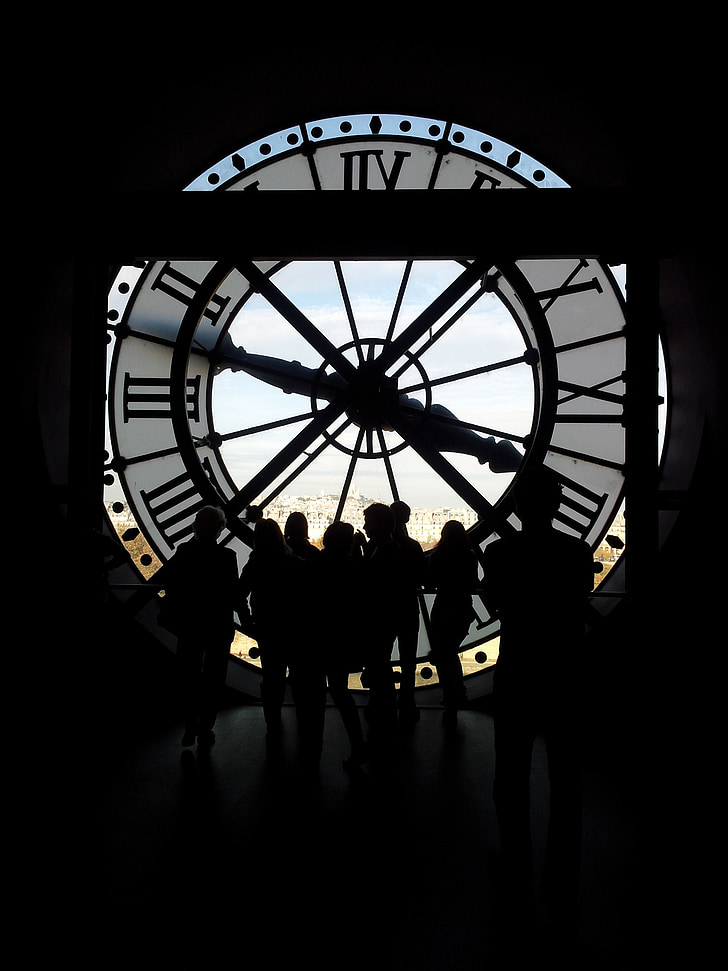 paris, clock, time, people, analog clock, ticking, minute