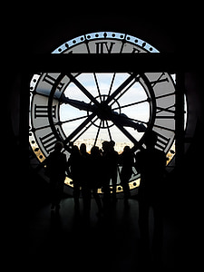 Paříž, hodiny, čas, lidé, analogové hodiny, tikání, minuta
