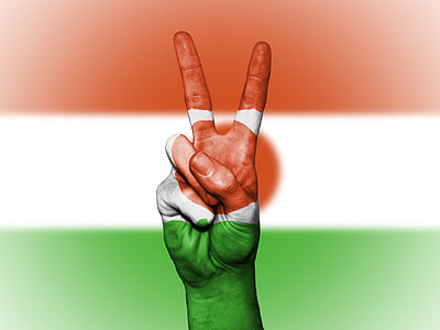 Niger, fred, hand, nation, bakgrund, banner, färger