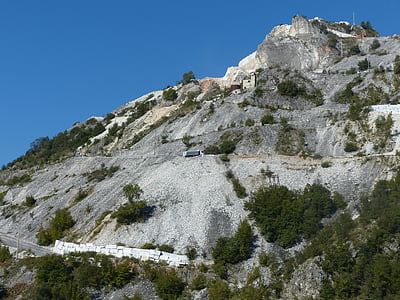 Carrara-marmor, blokker, steinbruddet