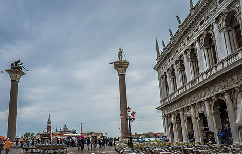 Piazza san marco, Plac św., Wenecja, Włochy, Domy, słynny, romans