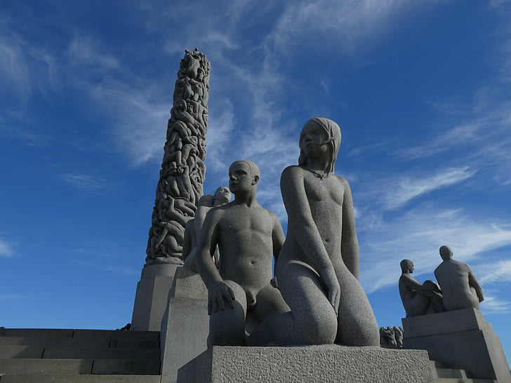 Oslo, Vigeland park, posąg, Rzeźba, Azja, słynne miejsca