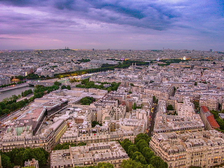 Paris, vue, Eiffel, tour, ville, Français, paysage urbain