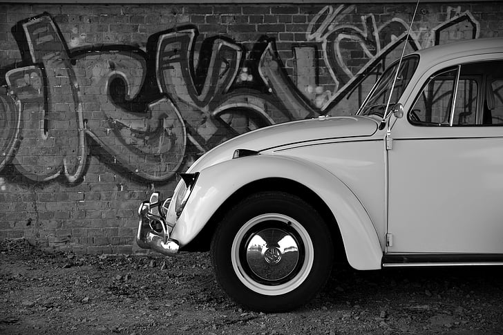 VW, Escarabajo de la, Graffiti, clásico, Volkswagen, Volkswagen vw, Oldtimer