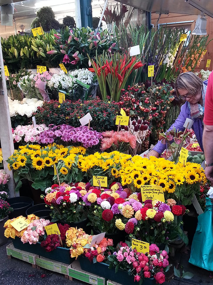 blommor, Florist, bukett, blomma, marknaden, Store, försäljning