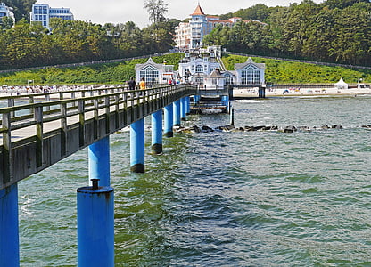 Podul mare, Sellin, cu vedere la mare, Marea Baltică, Rügen, plajă, cu vedere la mare