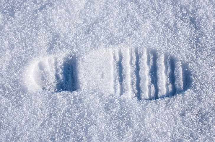 Schuh-print, Schnee, Nachdruck, Winter, weiß, in der Nähe, Kälte - Temperatur