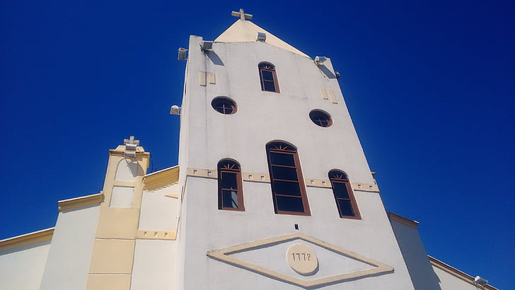 baznīca, zilas debesis, Brazīlija, Florianopolis, debesis, Colonial, Portugāļu
