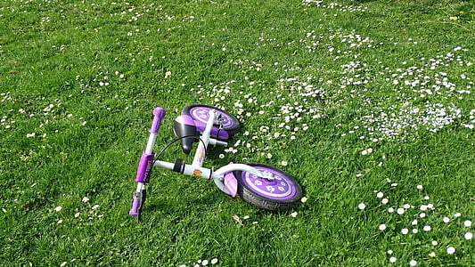 bicicleta, hierba, bici de los cabritos, BI, bicicleta, al aire libre, actividad