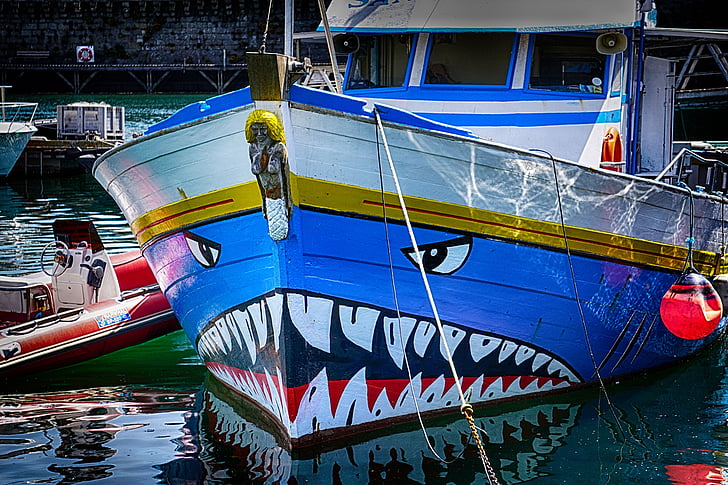 paat, Shark, kostüümikunstnik, sinine, Port, Merendus, Sea